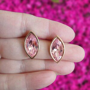 VTG SALO faceted pink crystal earrings for pierced ears mismatched backings